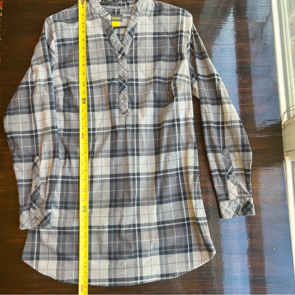 Cabela's Shirt Grey Plaid Tunic Pullover Woman’s Large Outdoors Casual Cotton - Picture 9 of 13
